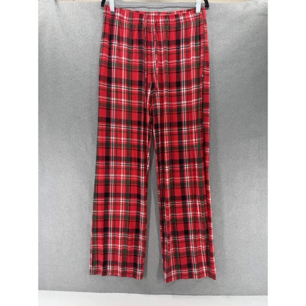 Caden Lane Bamboo Pajama Pants Adult L Red Green Plaid Christmas Lounge Soft